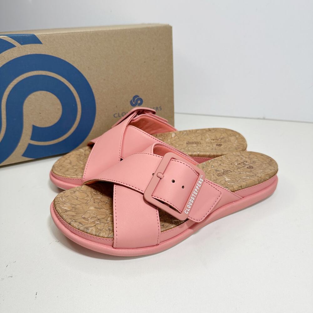 Clarks Cloudstepper Step June Shell Coral Slide Sandal Women 7.5M NIB - Picture 4 of 8
